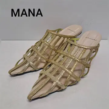 새상품급 MANA 545024 포인트 그리드 뮬 골드 39