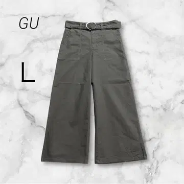 지유 GU 와이드 팬츠 치노 팬츠 하이 웨스트 벨트 포함 L