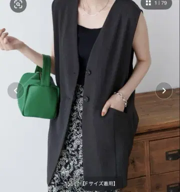 디스코트 테크 린넨 노카라 베스트 차콜 그레이 베스트