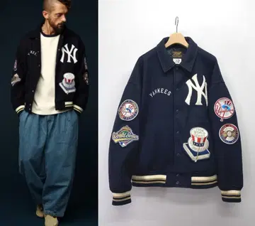 스쿠캄 COOPERSTOWN NY 와펜 바시티 자켓 사이즈 4 네이비