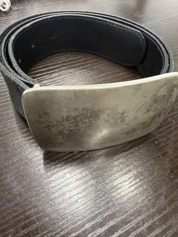 블랙 가죽 벨트 메탈 버클