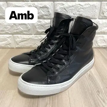 Amb 가죽 사이드 지퍼 하이컷 스니커즈 사이즈 43 블랙 새상품급