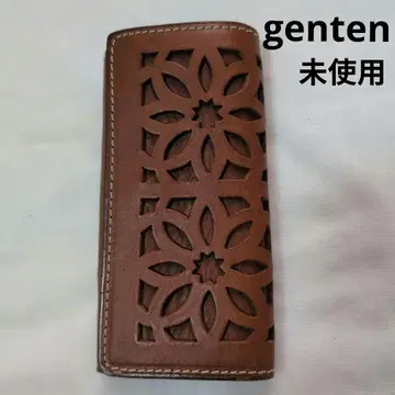 genten 가죽 컷워크 키케이스 브라운 소가죽