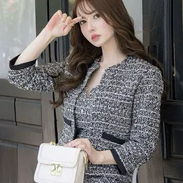 JEWELS 노카라 자켓 블랙/화이트 입학식 졸업식
