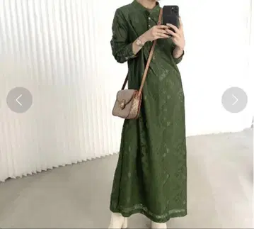 GEOMETRIC FLOWER LACE DRESS 그린