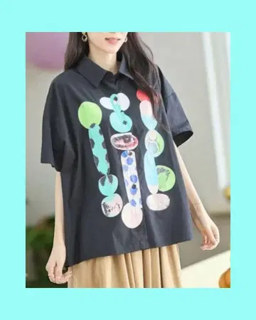 미사용 새상품! 대비 팝 아트 프린트 셔츠 ML