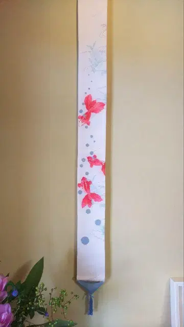 바챠의 천 그림 빈티지 원단 조각 가는 태피스트리 금붕어