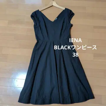 IENA 블랙 슬리브리스 V 넥 플레어 코튼 원피스 38