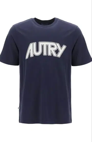AUTRY 네이비 로고 프린트 티셔츠