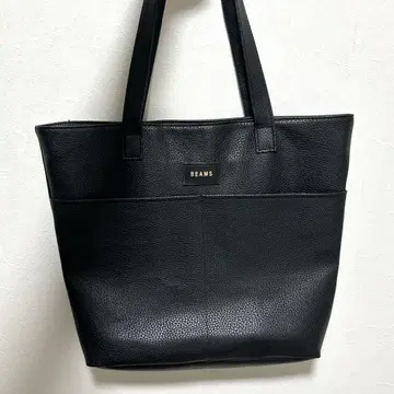 BEAMS 블랙 가죽 토트백