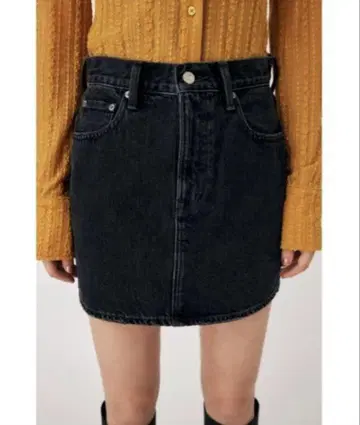 블랙 데님 미니 스커트