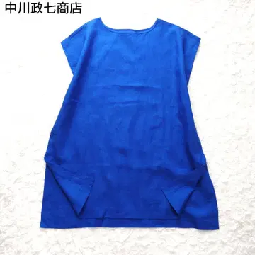 나카가와 마사시치 상점 린넨 100% 원피스 튜닉 파랑