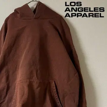 LOS ANGELES APPAREL/헤비 플리스 후드티/L/브라운