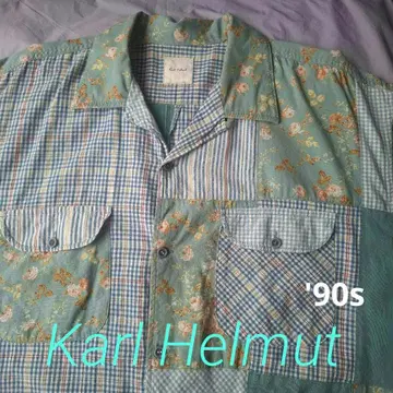 Karl Helmut 칼 헬무트 오픈 카라 패치워크 셔츠 반팔
