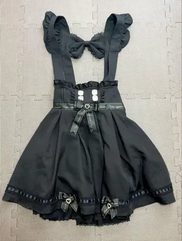 LIZ LISA 블랙 지뢰계 사다리 레이스 카슈쿨 서스펜더 스커트