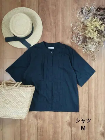 안드미라 and myera  넓은 핀턱 블라우스 셔츠 반팔