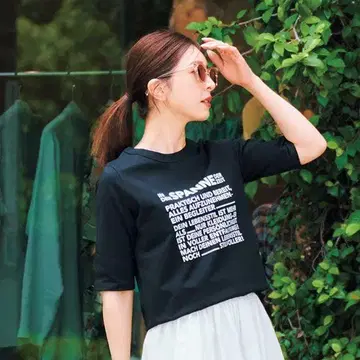 SPANNE 오분 소매 로고 티셔츠 블랙