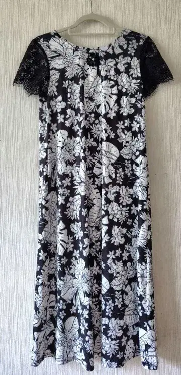 새상품 슈퍼 뷰티 40 꽃무늬 레이스 소매 티셔츠 롱 원피스