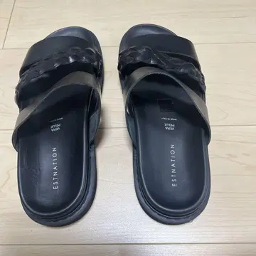 ESTNATION 블랙 가죽 샌들