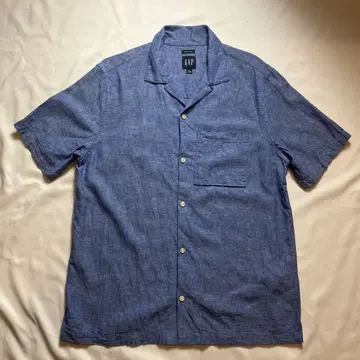 00s GAP 오픈 카라 셔츠 S 블루 린넨 코튼 Y2K