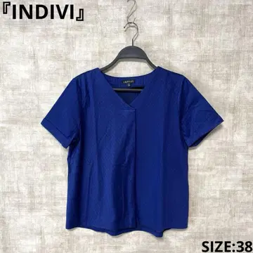일본제 [INDIVI] 스트라이프 패턴 반팔 티셔츠 V 넥 풀오버 38