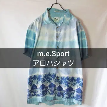 m.e.Sport 알로하 셔츠 블루 오픈 카라 셔츠 XL