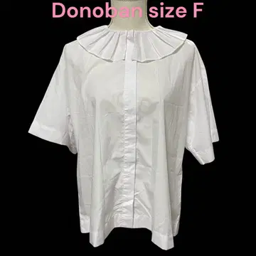 컨디션 최상 DONOBAN 플리츠 칼라 하프 슬리브 드레스 셔츠