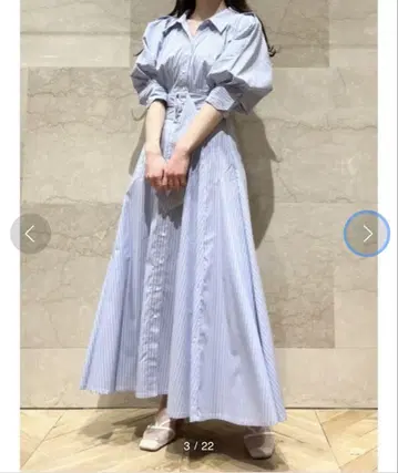 스트라이프 셔츠 원피스 반팔 롱 기장