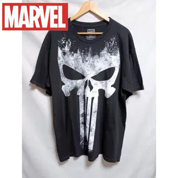 MARVEL/The Punisher US 구제 의류 블랙 티셔츠 Y228