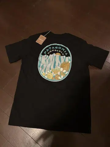 Patagonia 백 프린트 티셔츠 블랙