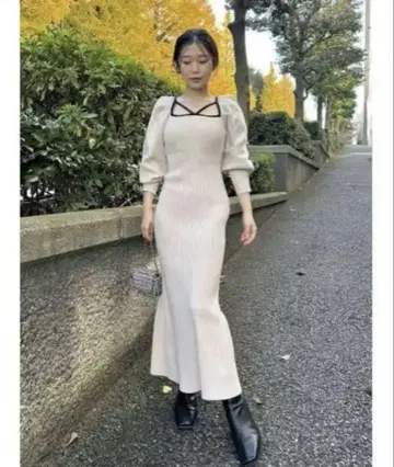 SNIDEL 스트링 슬리브 니트 원피스 새상품급