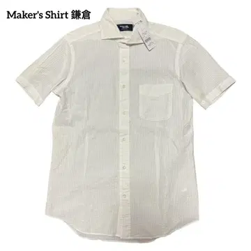 Maker's Shirt 가마쿠라 시어서커 셔츠 반팔 화이트 남성용 M
