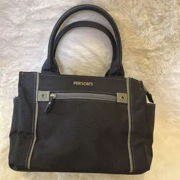퍼슨즈 PERSON'S 캔버스 소재 미니 핸드백 자립형 블랙