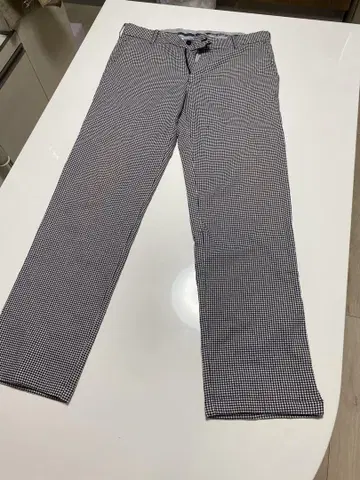 슬림 핏 체크 무늬 팬츠