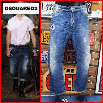 Dsquared2 컬렉션 라인 크롭 데님 청바지 50