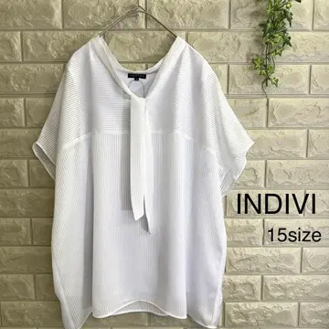 새상품급 INDIVI 보타이 블라우스 15 사이즈 빅 사이즈 인디비
