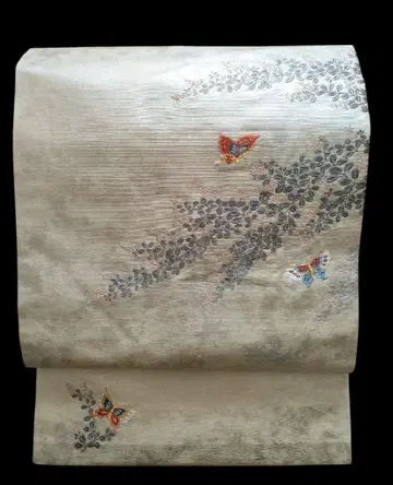 나고야 오비 나고야 재단 오타이코 패턴 꽃 나비 금박 은박