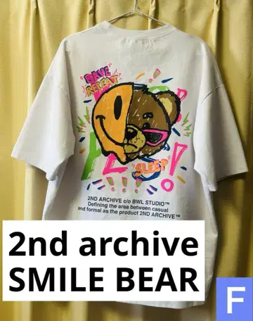 2nd archive 스마일 베어 백 프린트 반팔 티셔츠 F (XL?)
