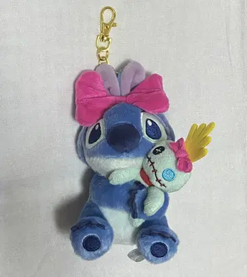 스티치 & 스쿰플 봉제 인형 키링 새상품 Ribbon Stitch