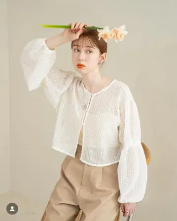 hinari 2WAY 셔링 레이스 탑 화이트