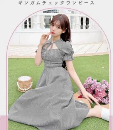 미셸 마카롱 깅엄 체크 원피스