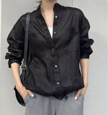 FRAMeWORK 프렌치 린넨 드로스트 셔츠 블랙
