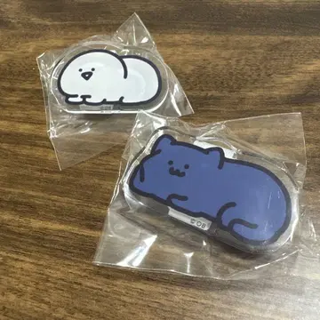 문구와 함께 아크릴 배지 2개 세트 문구 고양이