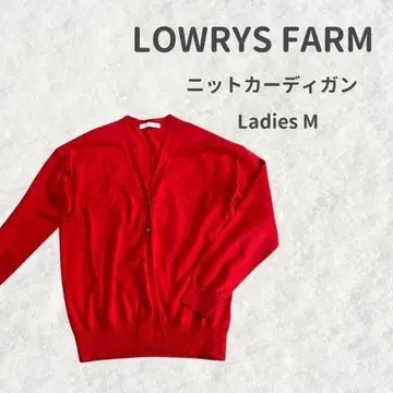 LOWRYS FARM 여성용 M 니트 가디건 빨간색 넉넉한 실루엣