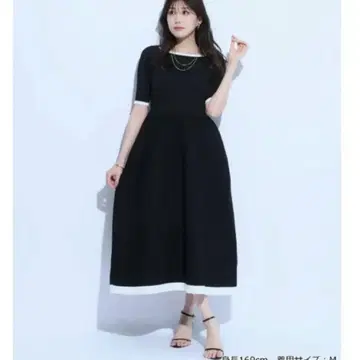 새상품 마이 스트라다 홀 의류 배색 원피스 블랙 화이트 바이컬러