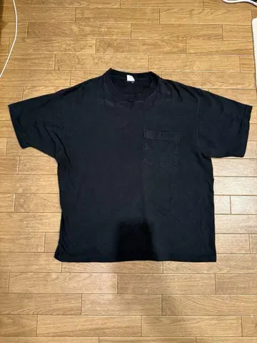 빈티지 80s 블랙 포켓 티셔츠 USA제 무지 빈티지