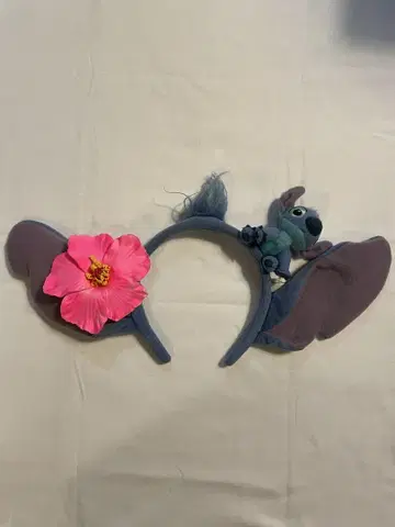스티치 머리띠 핑크 꽃