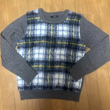 DRESSLAVE 38 체크 퍼 긴팔 티셔츠 그레이 가을/겨울