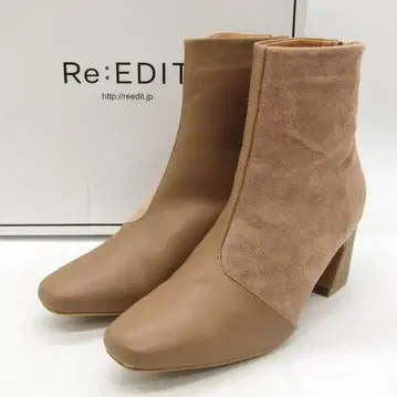 Re:EDIT 숏부츠 22.5cm 스퀘어토 백 지퍼
