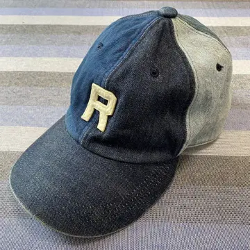 [희귀] H.R REMAKE 데님 패치워크 R 자수 야구 모자